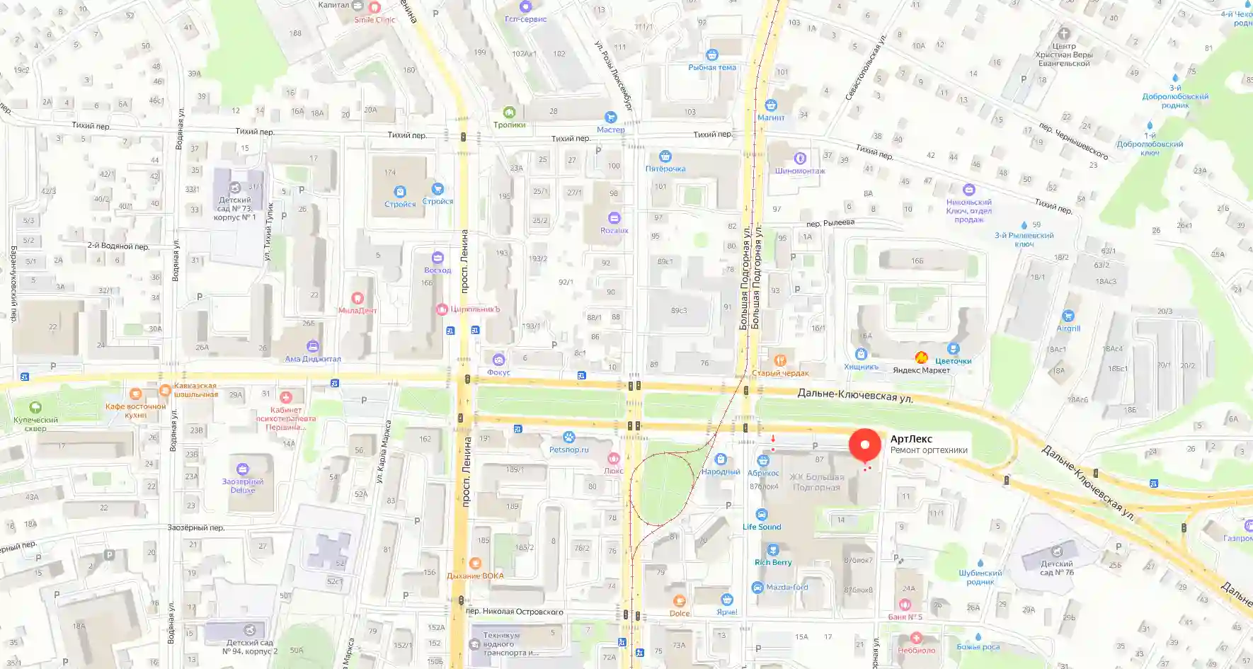 Фрагмент схемы расположения нашего офиса на Яндекс Картах